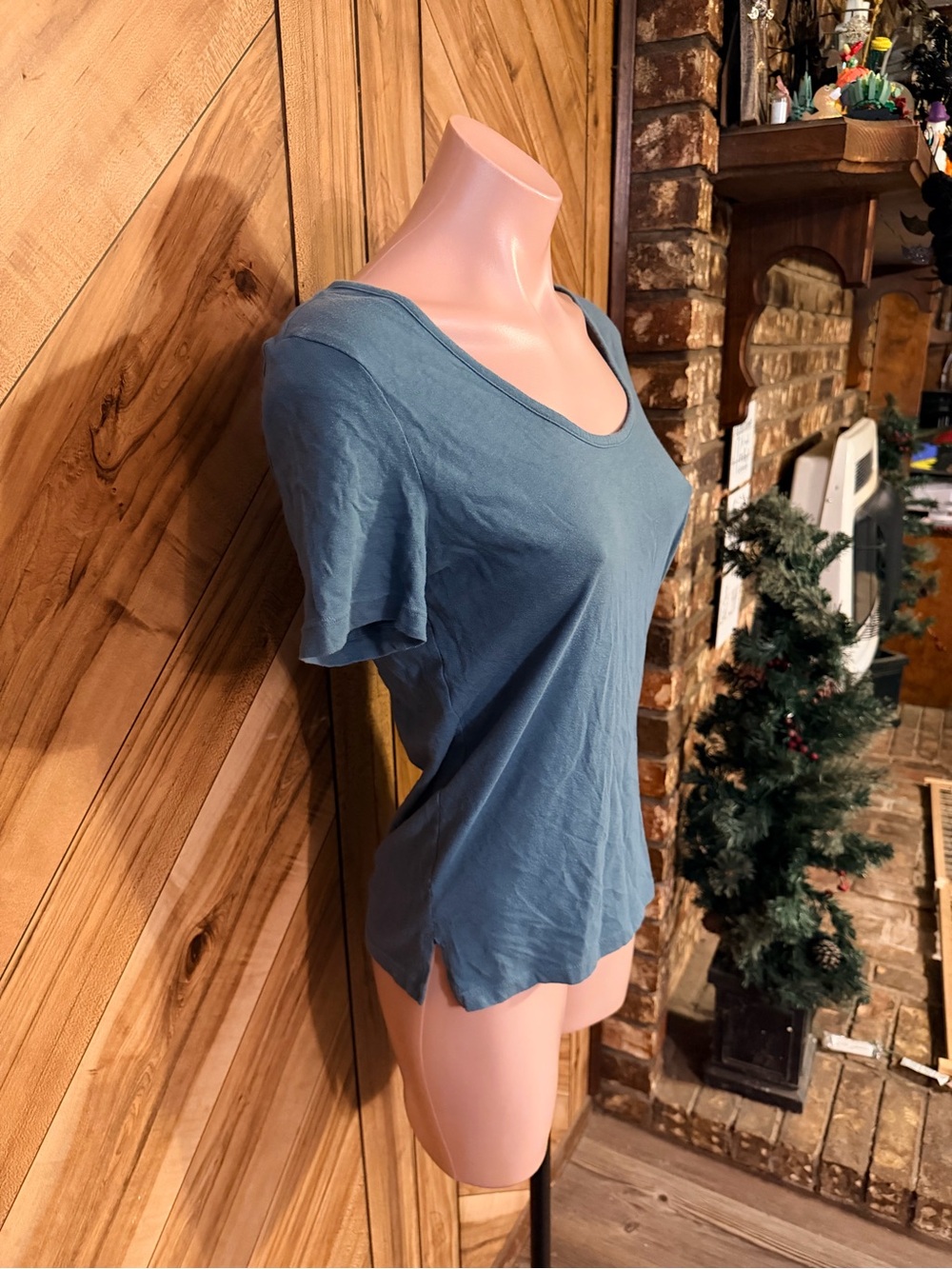 Victoria’s Secret PINK Womens XS Teal Blue Cutout Open Back Short Sleeve T-Shirt - Picture 3 of 9